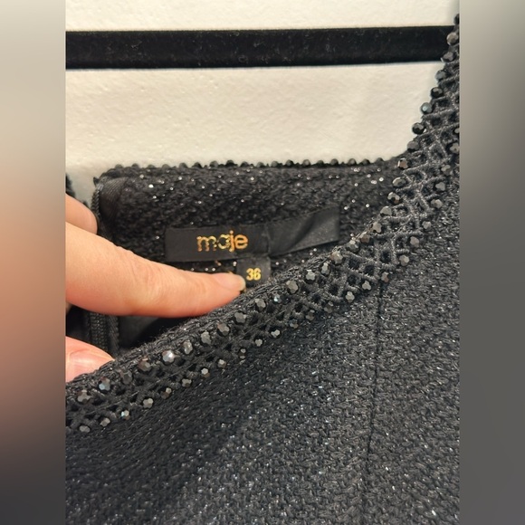 Maje short rinestone dress, Elegant Black Sleeveless Dress size 36. NEW - Picture 12 of 16